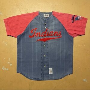 Vintage 90’s Mirage Cleveland Indians Button Up Jersey LARGE